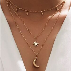 ⭐️ 14k Gold tone star & moon necklace 🌙